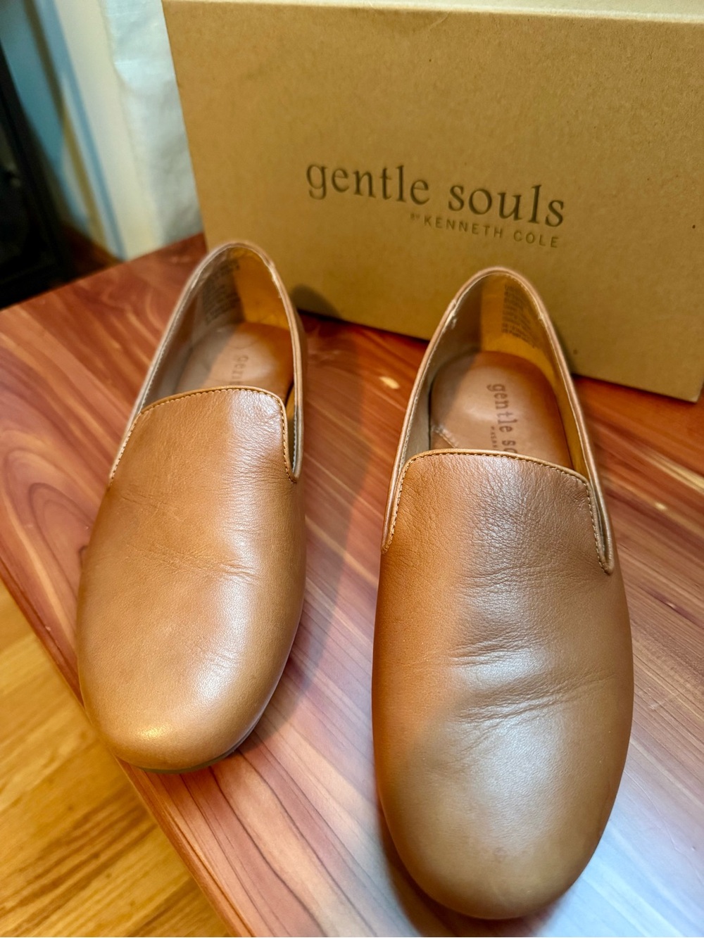 gentle souls women’s Slip-On Leather Loafers — Brown